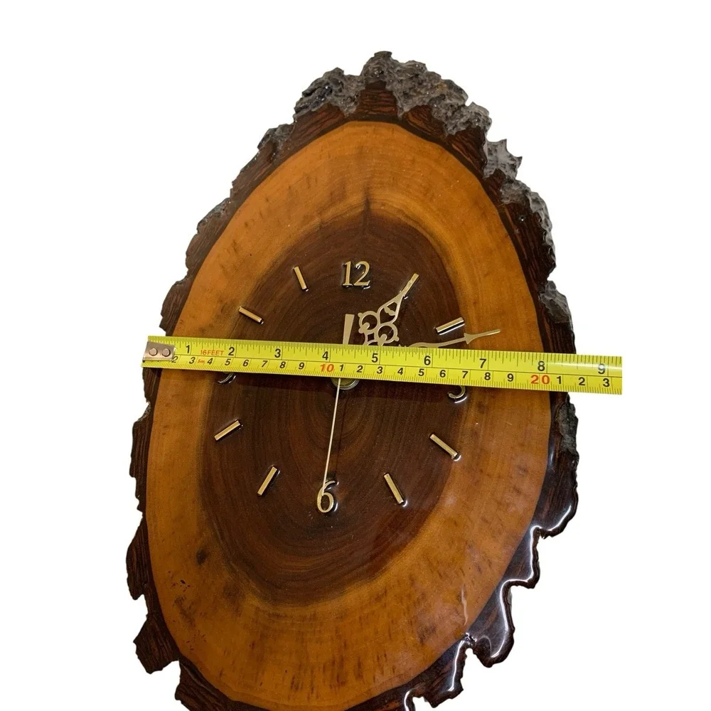 Vintage Ozark Supply Co Handmade Live Edge Wood Slab Wall Clock Rustic MCM 16